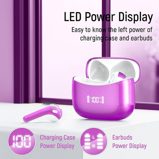 Wireless Earbuds Bluetooth 5.4 60H Playtime in-Ear Headphones with Mic & LED Display, IPX7 Waterproof Earphones for Sports, Workouts & Running