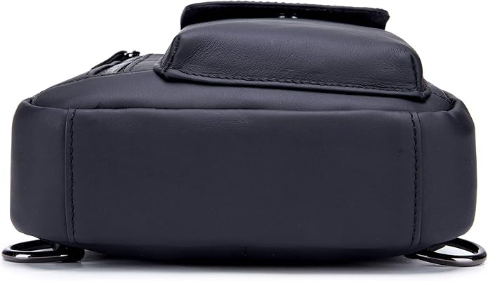 BULLCAPTAIN Mens Leather Crossbody Bag Shoulder Sling Bag Casual Daypacks Chest Bags for Travel Hiking Backpacks