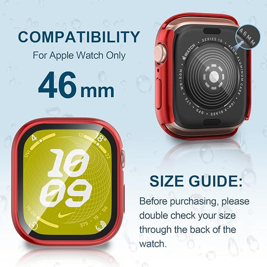 2 in 1 Waterproof Case for Apple Watch Screen Protector Series 10 Series 11(2025) 46mm Built-in Tempered Glass [Overal Protective] Ultra-Thin PC Bumper Cover Compatible iWatch