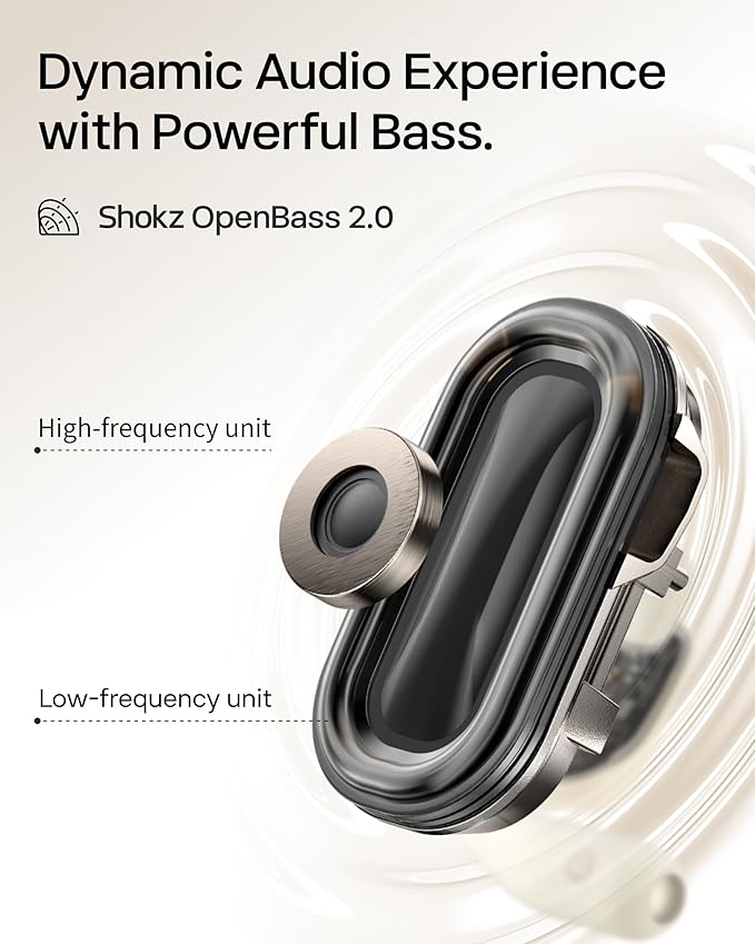 SHOKZ New OpenFit 2 Open-Ear Headphones, True Wireless Bluetooth Earphones with Microphone, Earhook Earbuds with 48 Hours of Playtime, Fast Charging, IP55 Water-Resistant, with Carrying Bag, Black