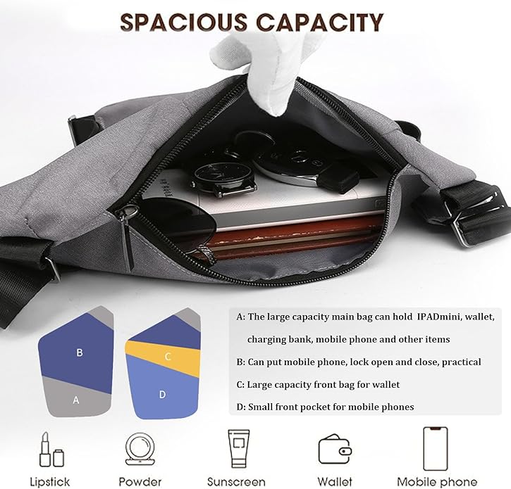 Crossbody Travel Bags for Women, New Theft Proof Safe Slim Sling Travel Purses, Personal Flex Shoulder Bag for Men Women