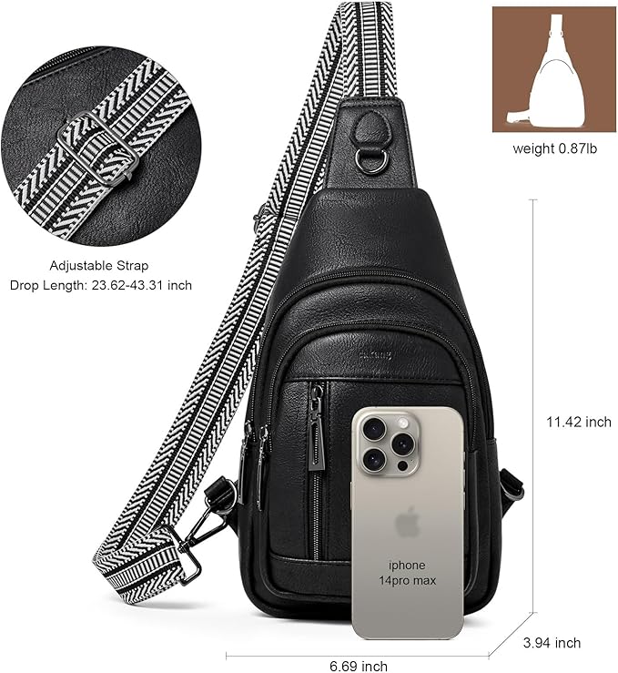 Womens Sling Bag Crossbody Bags for Women Vegan Leather Sling Backpack Daypack Fanny Pack Crossbody Purse Travel