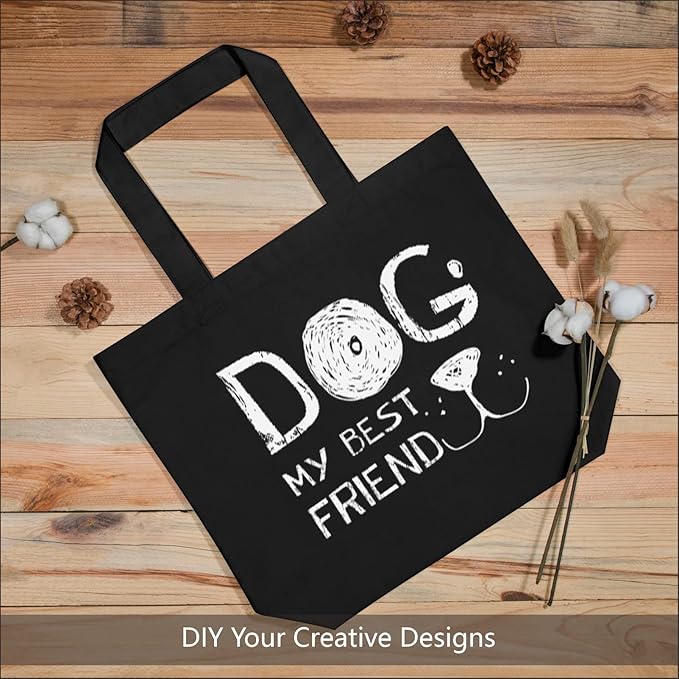 TOPDesign 12-Pack Super Strong Large 12oz Cotton Canvas Tote Bags, Reusable Grocery Shopping Cloth Bags, Fashionable Two-Tone Totes for Crafts, DIY Your Creative Designs