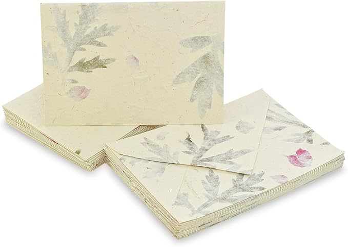 Nepali Cherish Greeting Card & Envelope Box Set with Handmade Lokta Paper from Nepal, 15 Cards (Forest Wanderer)