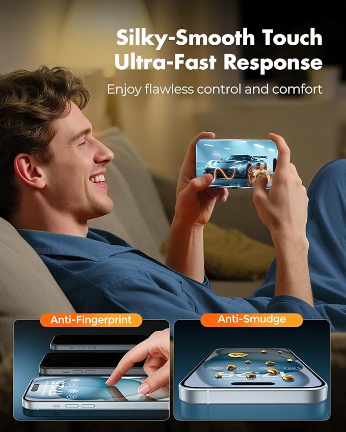 UNBREAKcable 2+2 Pack for iPhone 15 Screen Protector & Lens Protector 【Military-Grade】【Easy Install】【Efficient Night Shot】9H+ Shatterproof Tempered Glass Film,Bubble-Free&Anti-Fingerprint ,Case Friendly-6.1 inch