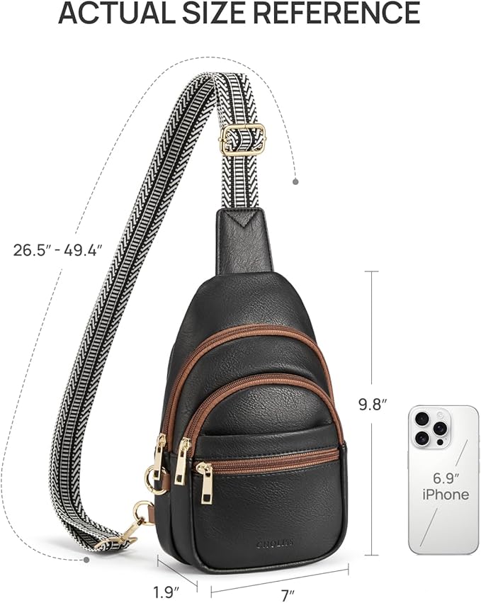 CHOLISS Anti Theft Small Sling Bag for Women and Men RFID Leather Crossbody Bags Fanny Pack Chest Bag Travel Purse Daypacks