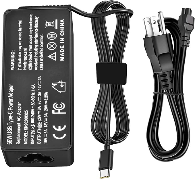 Charger Compatible with 65W USB Type-C Lenovo Thinkpad T14 T14S T15 T16 L13 L14 L15 E14 E15 E16 X12 X13 R14 K14 X1 Carbon Yoga 7i 9i Thinkbook 13s 14 15 16 Plus G4 Laptop Power Supply Charging