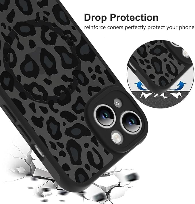 KANGHAR Case for iPhone 13 Phone Case [Compatible with Magsafe] Leopard Printed Pattern Cute Cheetah Protective Magnetic Case for Girls Women Men 6.1"