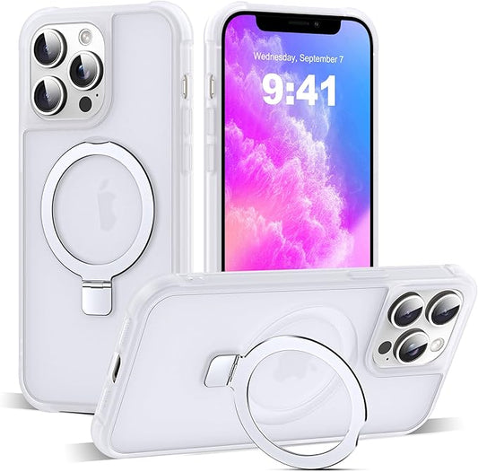 Compatible with iPhone 11 Pro Max Case with Invisible Magnetic O-Ring Stand Military-Grade Phone Case for iPhone 11 ProMax 6.5" [Compatible with Mag-Safe][Great Grip Feeling],Translucent