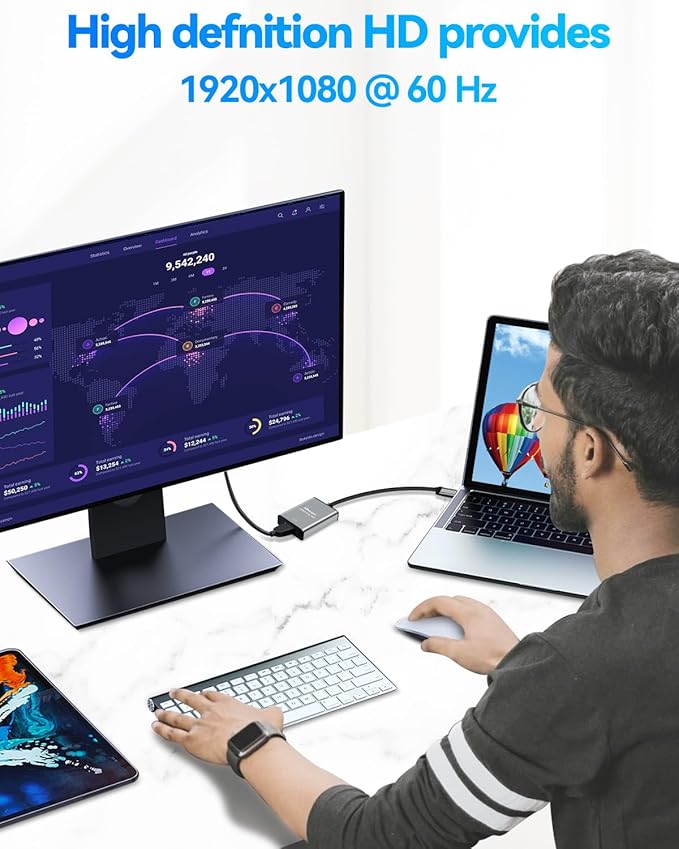 USB to HDMI Adapter,Hdmi to USBA for Monitor,USB A to HDMI for MacBook HD MI Adapter,Compatible with Windows 10/11 and Mac os,3.0 for 1080@60Hz