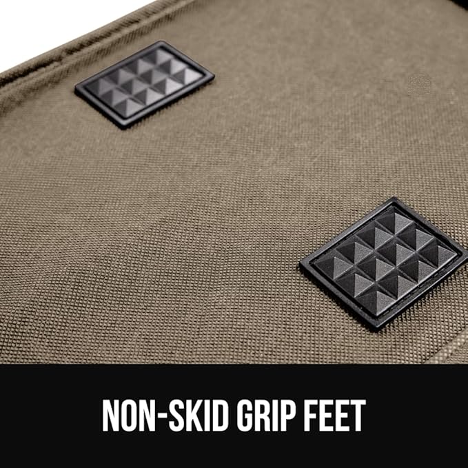 GORILLA GRIP Heavy Duty Foldable Reusable Grocery Bags, 3 Pack, Tear Resistant Box Shape Shopping Tote with Reinforced Handles, Grip Feet, Easily Carry and Transport Groceries, 13x10x11, Beige Black