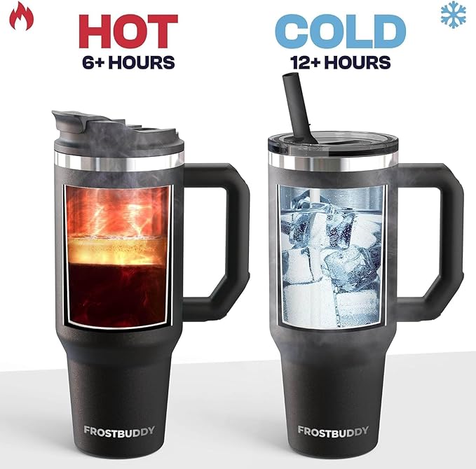 Frost Buddy Thicc Buddy - 16 oz Stainless Steel Vacuum Insulated Tumbler with Lid and Straw for Water - Travel Mug Cupholder Friendly - Gifts for Women Men Him Her (Nebula)