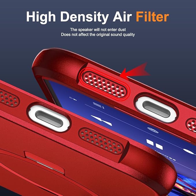 Compatible with iPhone 16 Plus Case with Invisible Magnetic O-Ring Stand Military-Grade Case for iPhone 16 Plus 6.7" [Compatible with Mag-Safe][Great Grip Feeling], Red