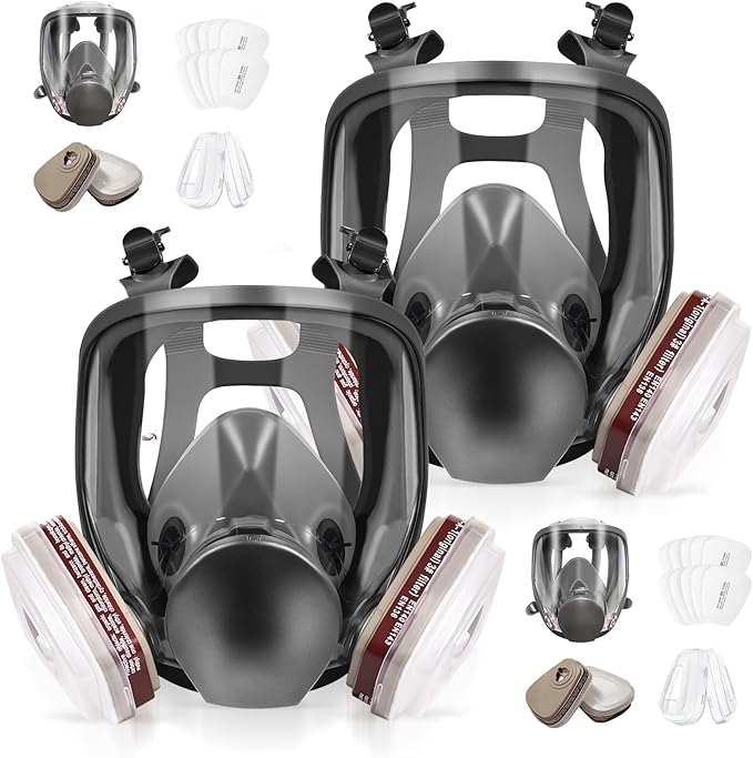 Full face Respirator Mask - Gas Masks Survival Nuclear and Chemical with Activated Carbon Filter for Chemical Dust
