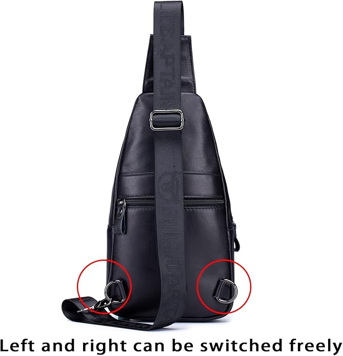 LUKZIJAES Genuine Leather Sling Bag for Men