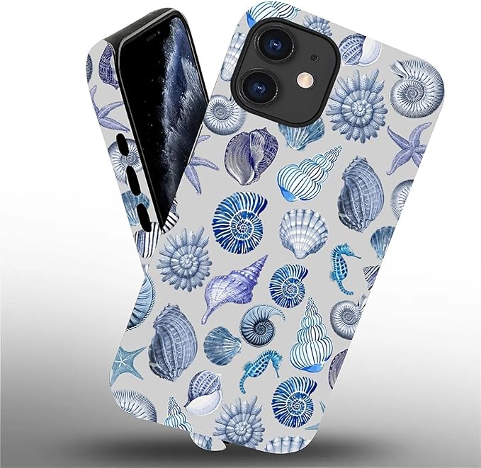 Case for iPhone 11,Summer Beachy Seashell for Woman Men Full Body Protective Cover Shockproof 2 in 1 Silicone + Hard PC Case for iPhone 11