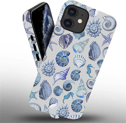 Case for iPhone 11,Summer Beachy Seashell for Woman Men Full Body Protective Cover Shockproof 2 in 1 Silicone + Hard PC Case for iPhone 11