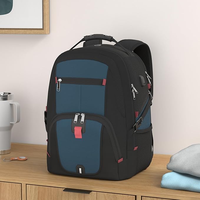 NUBILY Laptop Backpack 17 Inch Waterproof Extra Large TSA Travel Backpack Anti Theft College Business Mens Backpacks with USB Charging Port 17.3 Gaming Computer Backpack for Women Men Blue 45 L