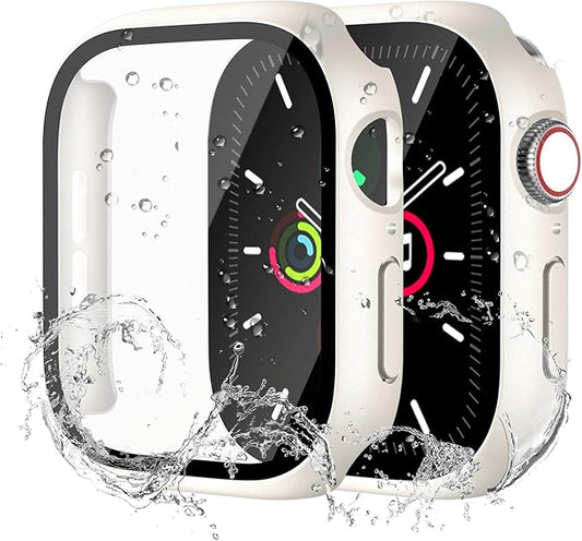 Waterproof Case for Apple Watch Series 10 42mm, Built-in Screen Protector with Tempered Glass [Touch Sensitive] Cover for iWatch S10 Accessories 42mm, Starlight
