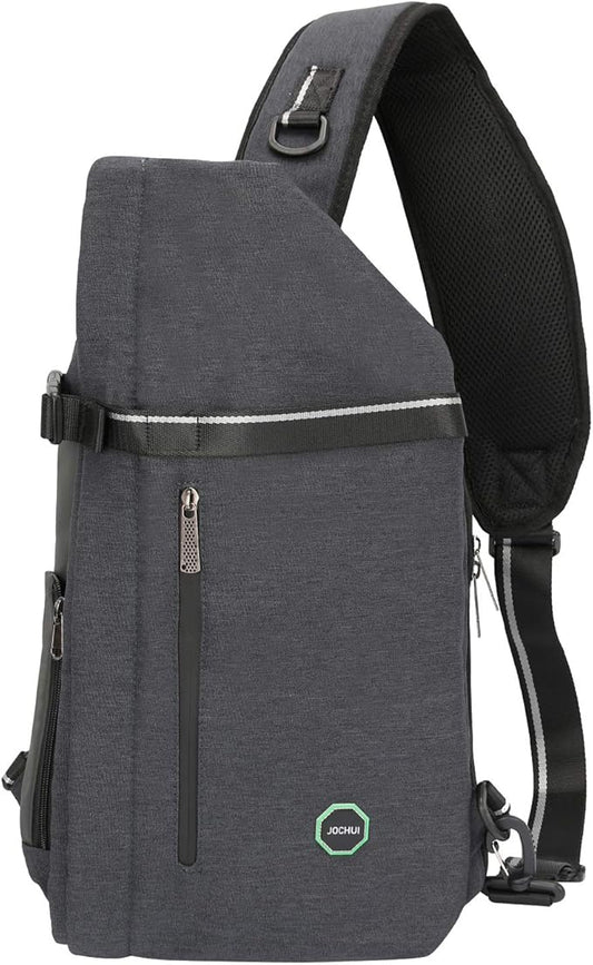 Large Sling Bag Laptop Backpack Cross Body Messenger Bag Shoulder Travel Rucksack (B-Dark Gray)