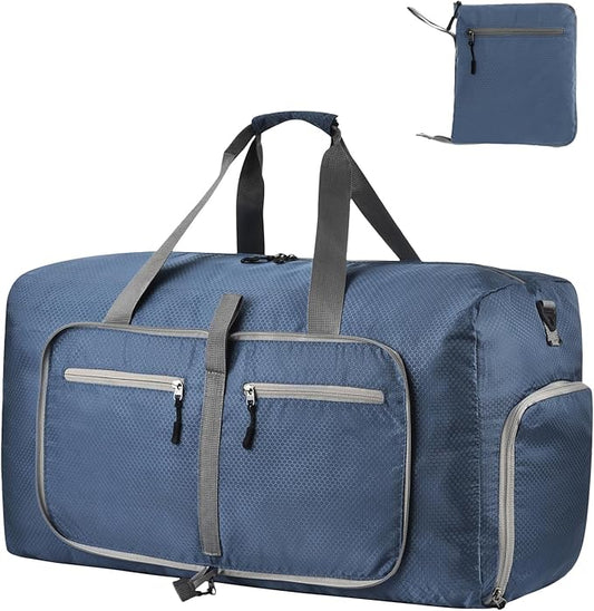 Dimayar Travel Duffle Bag for Men Women - Foldable Duffel Bag with Shoes Compartment - Overnight Bags Waterproof & Tear Resistant(85L,Dark Blue)