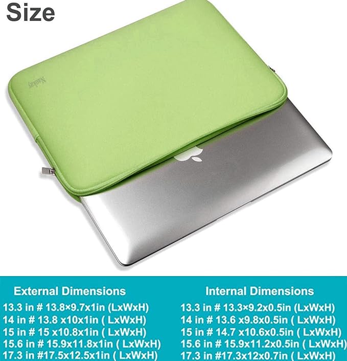 Laptop Case 15.6 Inch, Resistant Neoprene Notebook Computer Pocket Case/Tablet Briefcase Carrying Bag Compatible for Asus Fujitsu HP Sony - (LightGreen)