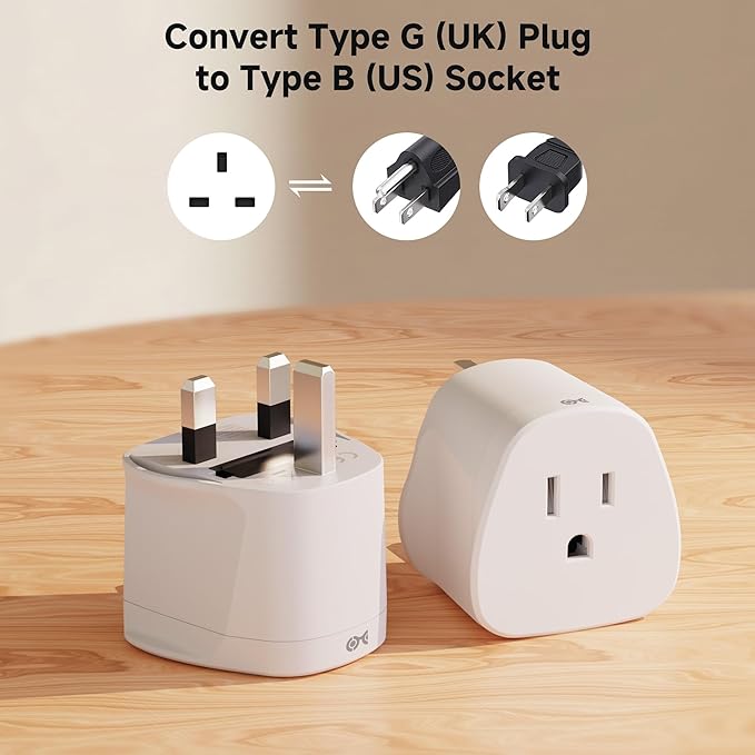 Cable Matters Type G Adapter for Travel, US to UK Travel Plug Adapter Works in England/London/Ireland/Singapore/Dubai/Malta/Malaysia/Kenya/Hong Kong, CE & RoHS Certified
