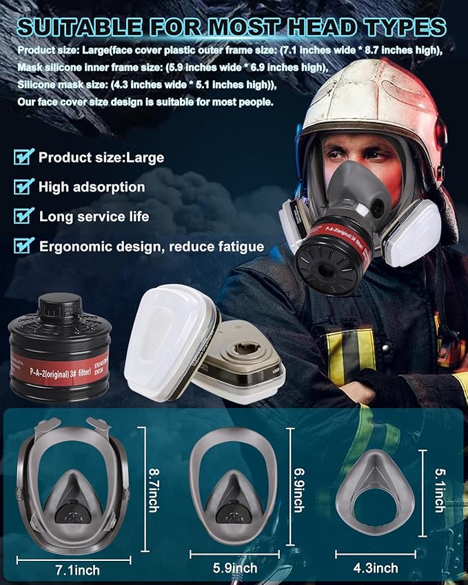 Respirator Mask with Filters, Gas Masks Survival Nuclear and Chemical - Reusable Respirator for Vapors, Painting