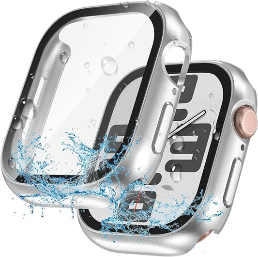 2 in 1 Waterproof Case for Apple Watch Screen Protector SE SE 2 SE 3(2025) Series 4 5 6 44mm Built-in Tempered Glass [Overal Protective] Ultra-Thin PC Bumper Cover Compatible iWatch