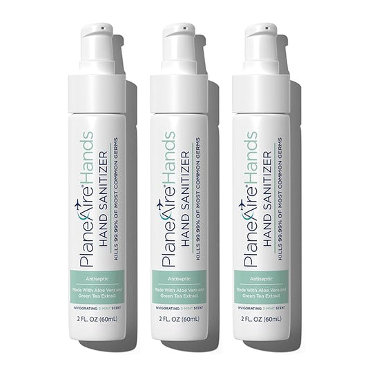 3-Mint Gel Hand Sanitizer | Soothing, Moisturizing, Hydrating | Travel Size | With Aloe Vera & Green Tea Extract | Mint Oil Blend with Peppermint Essential Oil | For Cars, Backpacks, Travel | 3-pack