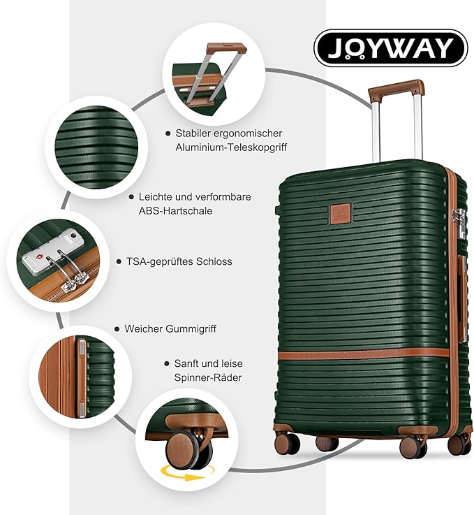 Joyway Carry on 20Inch &24 Inch Checked Luggage Set, 2-Piece Expandable Suitecase Set with Spinner Wheel, Hard Shell Suitcase with TSA Lock(Green)