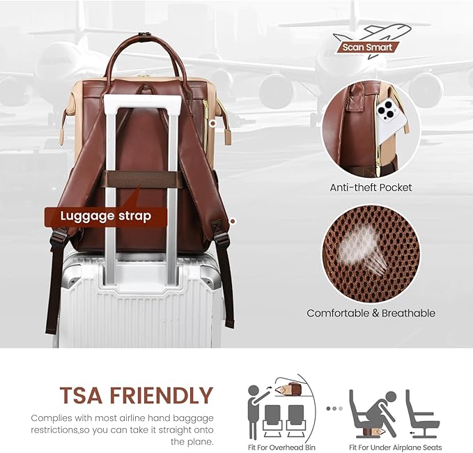 LOVEVOOK Leather Laptop Backpack