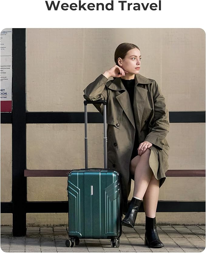 BAGSMART Expandable Carry On Luggage 22x14x9 Airline Approved, 1OO% PC Lightweight Hard Shell Suitcase, 20 Inch Travel Luggage with Spinner Wheels,Carry on Olive Green