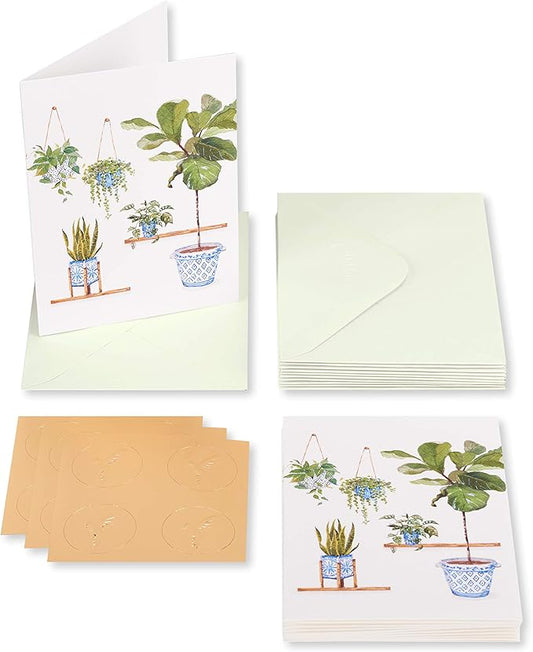 Papyrus Blank Cards with Envelopes, Indoor Garden (14-Count)