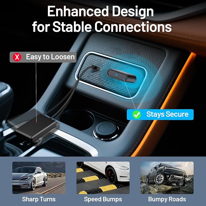 onffo Wireless CarPlay Adapter for iPhone and Android Auto, Convert Wired to Wireless Car Play Adapter for Apple iOS 10+/Android 10+