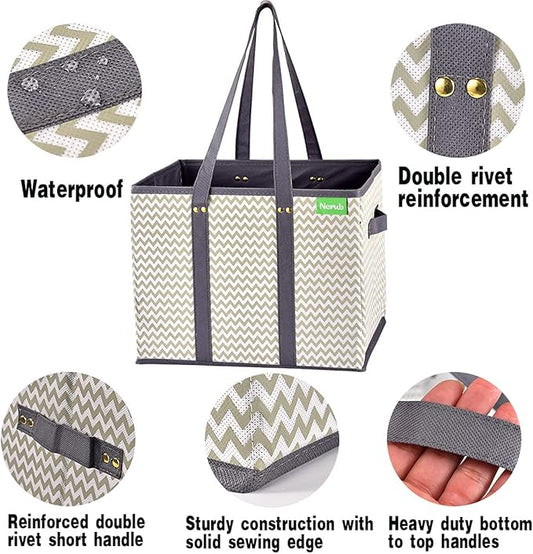 NERUB Reusable Grocery Tote Bags - Heavy Duty with Reinforced Bottom, Foldable Large Shopping Bags for Groceries (3 Pack)