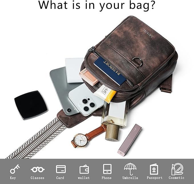 7L Sling Bag for Women Men Vegan Leather Crossbody Bags Fanny Pack Purse Backpack Over Shoulder Bag Travel Anti Theft