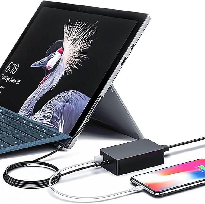 44W 15V 2.58A Surface Pro AC Laptop Charger fit for Microsoft Surface Pro 3 Pro 4 Pro 5 Pro 6, Laptop 2/1, Go 2/3 Surface Book 1/2 Model 1625 1800 Power Adapter with 5V 1A USB Charging Port