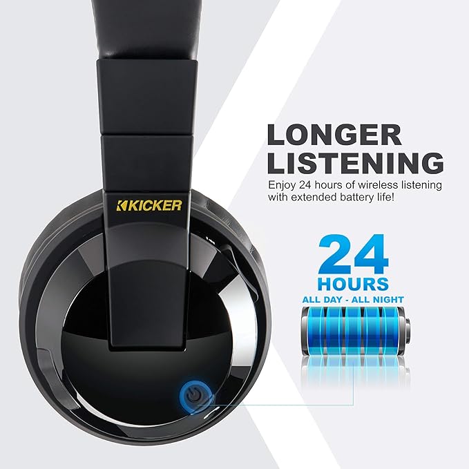 KICKER Tabor2 Bluetooth Headphones Over The Ear Wireless Earphones with Microphone, Passive Noise Reducing, Soft Comfort Padding, Extra Bass Clear Crisp Treble