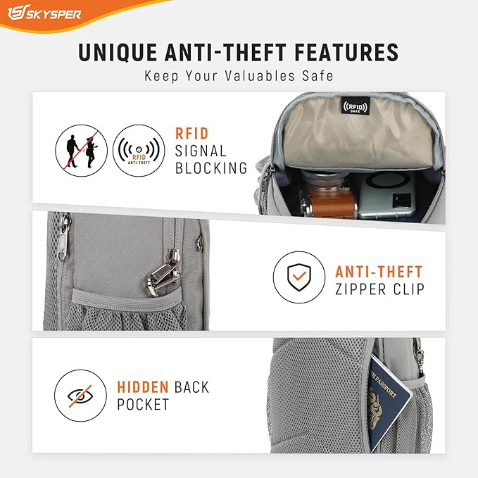 SKYSPER Sling Bag RFID Cross Body Bag Recycled Crossbody Backpack Travel Daypack