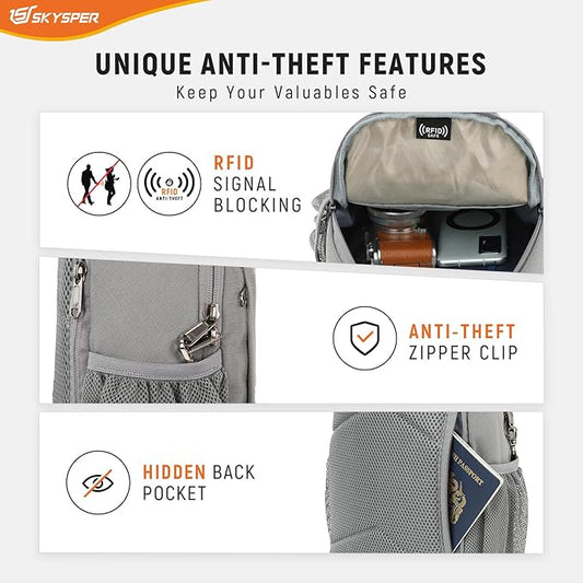SKYSPER Sling Bag RFID Cross Body Bag Recycled Crossbody Backpack Travel Daypack