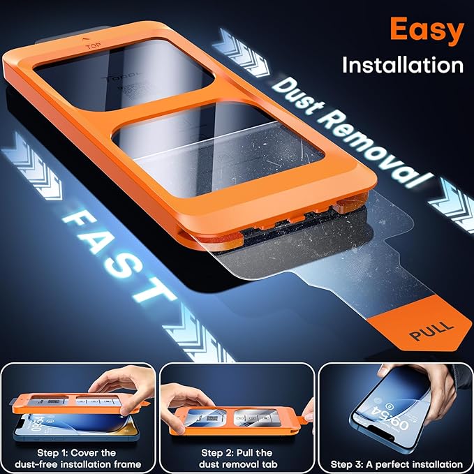 TOCOL for iPhone 13 mini Screen Protector 9H Hardness Military Grade Shatterproof HD Tempered Glass Full Coverage Easy Installation Case Friendly 2 Pack