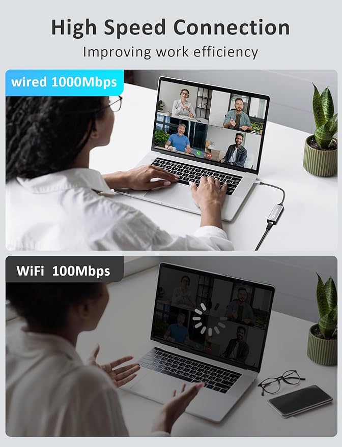 VIOY USB C to Ethernet Adapter, 1Gbps RJ45 to USB C Network Adapter, Portable Type C to Ethernet Dongle Compatible for Thunderbolt 4/3, MacBook Pro/Air, iPhone 16/15 Pro/Max, iPad, XPS