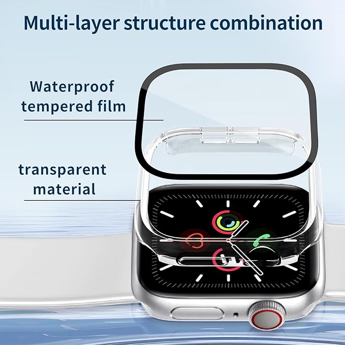 Waterproof Case for Apple Watch Series SE2 SE 6 5 4 40mm, Built-in Screen Protector with Tempered Glass [Touch Sensitive] Cover for iWatch S6/S5/S4/SE 40mm, Clear