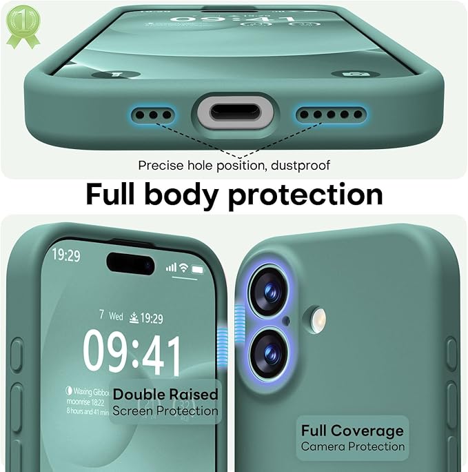 LOVE 3000 Designed for iPhone 17 Case, Premium Silicone [Compatible with Magsafe][Soft Anti-Scratch Microfiber Lining] Shockproof Protective Phone Case for Men Women 6.3", Pine Green