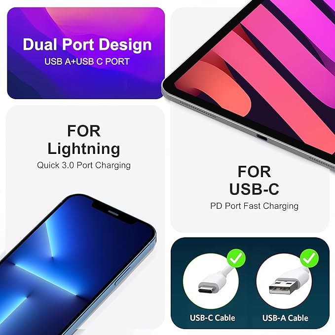 USB C Super Fast Charger, 3-Pack 30W Dual Port PD+QC Fast Charger Adapter Block for iPhone 16/15/14/13/Pro/Pro Max/Plus/iPad/MacBook air, (25W PPS) Type C Charging for Samsung S21 S22 Pixel