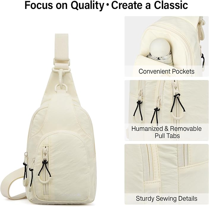 Hanke Crossbody Sling Bag for Women Men, Casual Cross Body Sling Bags, Lightweight Chest Bag for Outdoor Hiking Travel