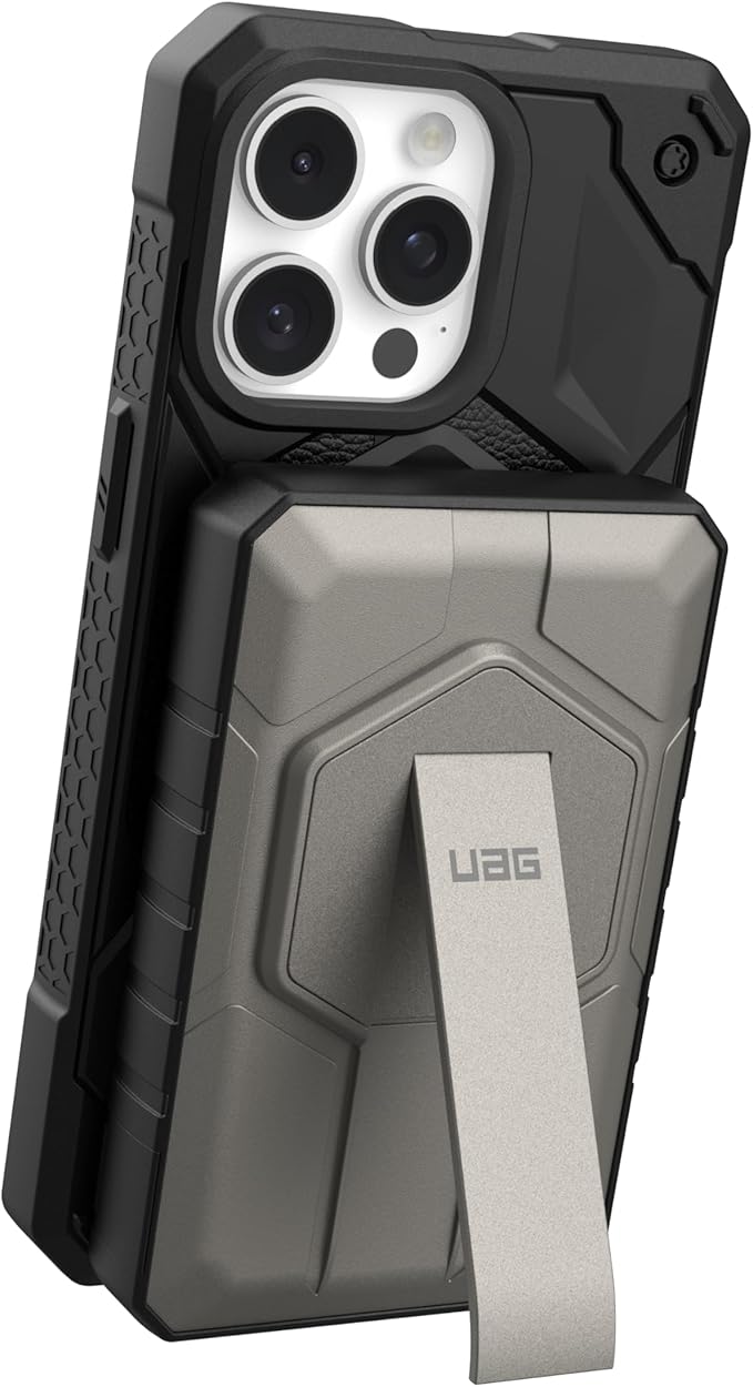 URBAN ARMOR GEAR UAG 10000mAh Power Bank SRGE 20W 2-Port USB-C USB Magnetic Wireless Portable Charger Fast Charging Battery Pack w/Kickstand Compatible with iPhone 17, Galaxy S25, Black/Titanium