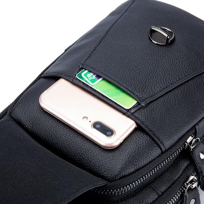 KPYWZER Vintage Leather Sling Bag Backpack for Men Crossbody Shoulder Chest Day Pack Backpacks