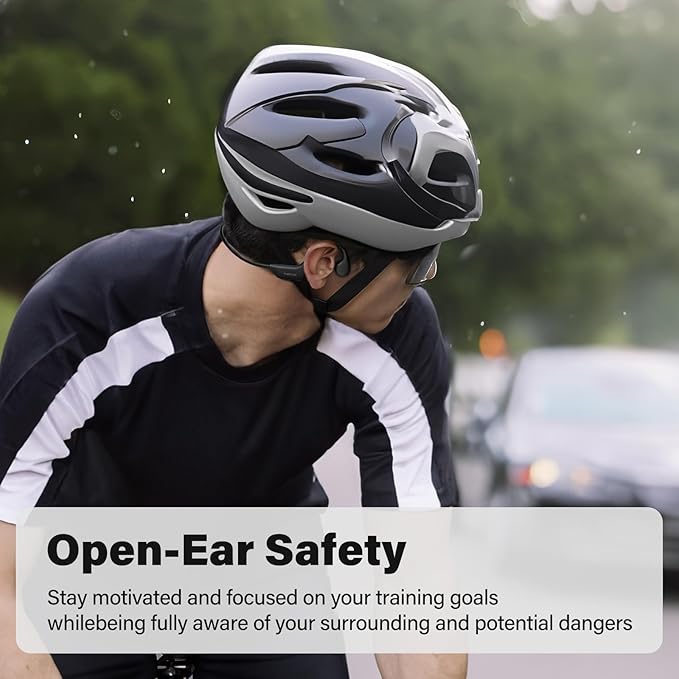 Bone Conduction Headphones, Open Ear Headphones Wireless Earphones, 32GB MP3, 8 Hours Playtime, Bluetooth 5.3, IP68 Waterproof Earphones for Running and Fitness Workout - Black